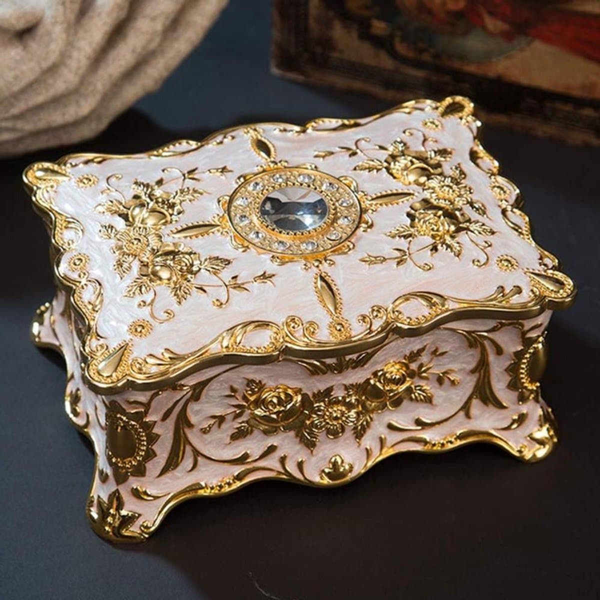 Sieradendoos Opbergring - Schatkistje Luxe - Sieraden Opbergen - Duurzame Legering - 18 x 12 x 8 cm - Wit