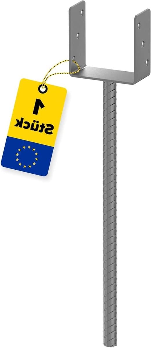 Steunpoot paaldrager betonanker - Paalhouder U-vorm - Houten elementen monteren - Verhoogde balkvoet - 161x624x124 mm - Zilver