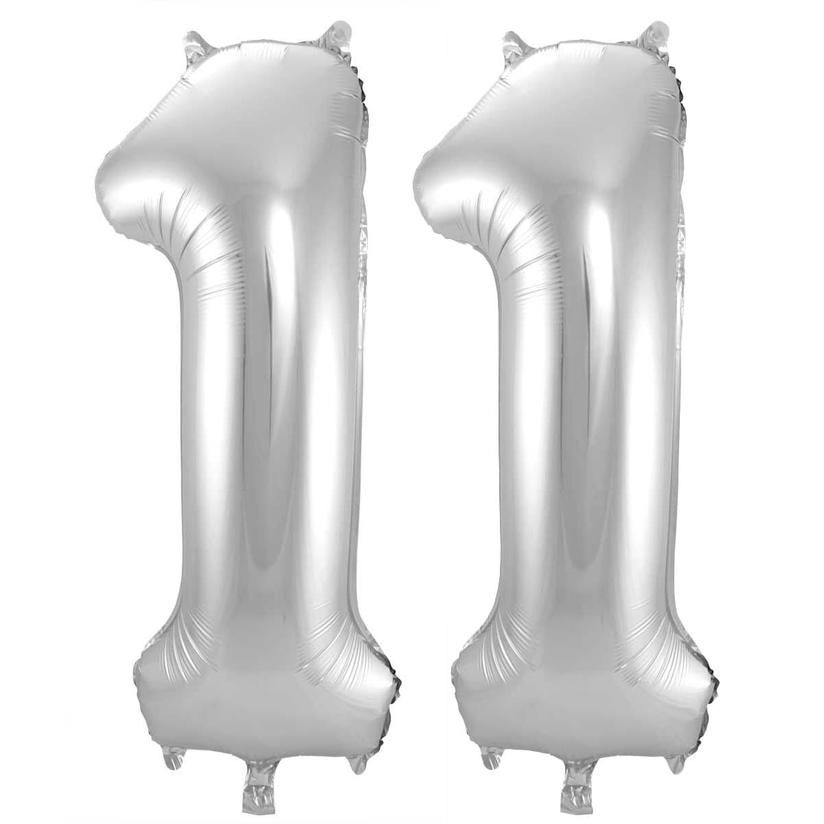 Folieballon 11 jaar - Zilver - 86 cm