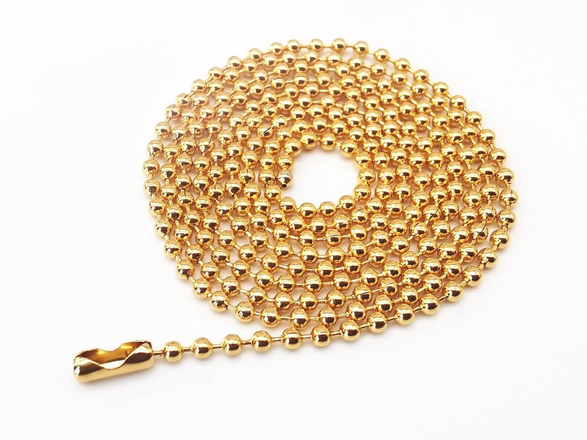 RVS - goudkleurig - Bolletjes - ketting - 90 cm - Dikte 2.4 mm - Prachtig voor - memory - locker, makkelijk in te korten.
