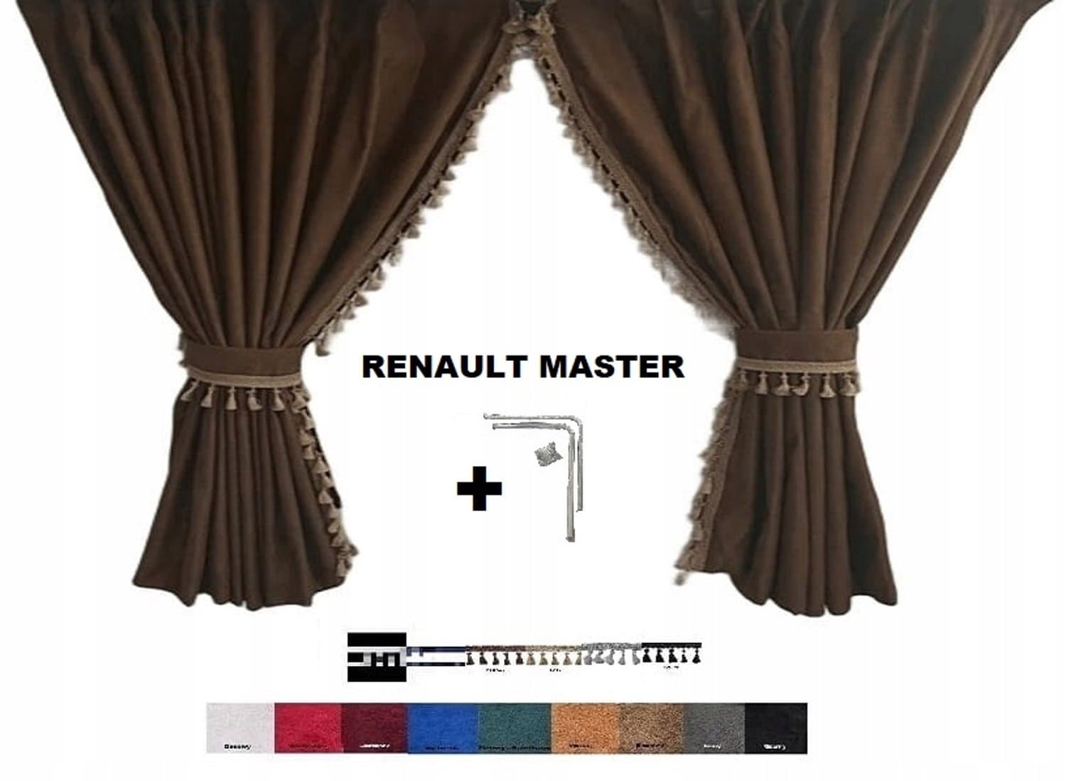 Standaard Gordijnen Renault Master met Rails - Beige/Zwart