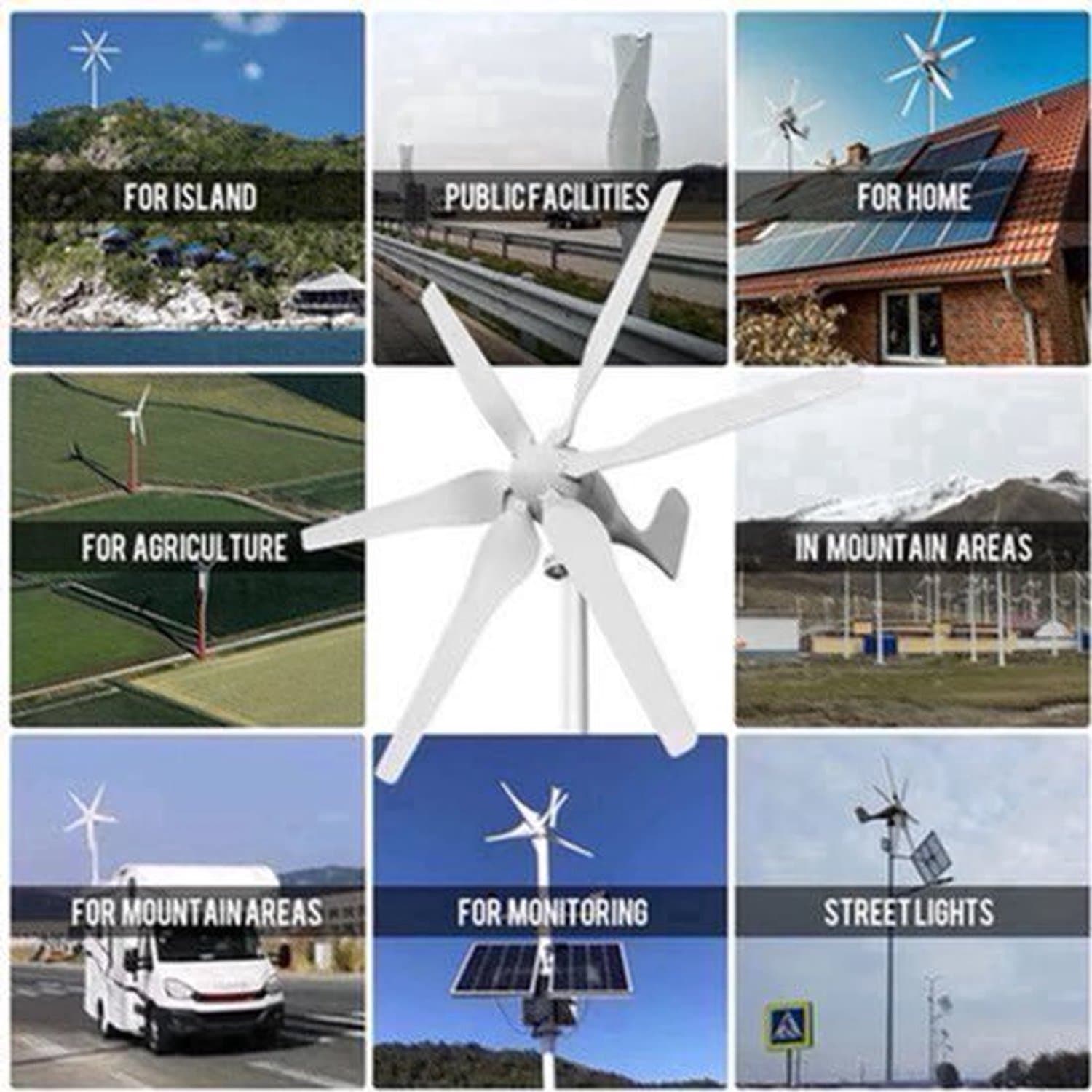 3000W Windturbine – Verticale Windgenerator – Windmolen – Energiegenerator – Windenergie Systeem – 12V Hybride Controller – Hoog Rendement & Stille Werking