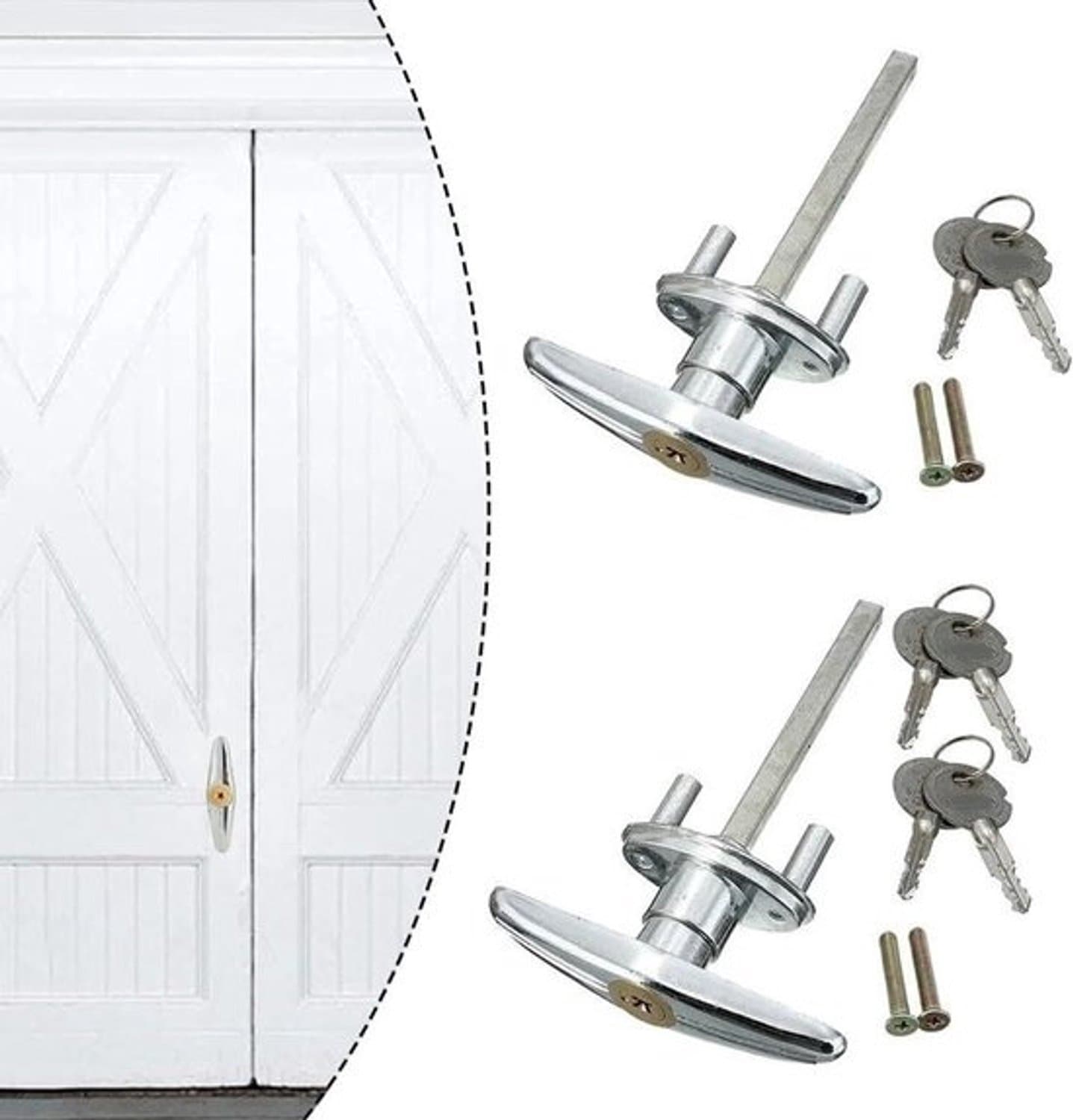Garagedeurslot T-Lock - Caravan- en aanhangwagen-deurslot - Deuren beveiligen - Weerbestendige zinklegering - 10 x 10.5 cm - Zilverkleurig