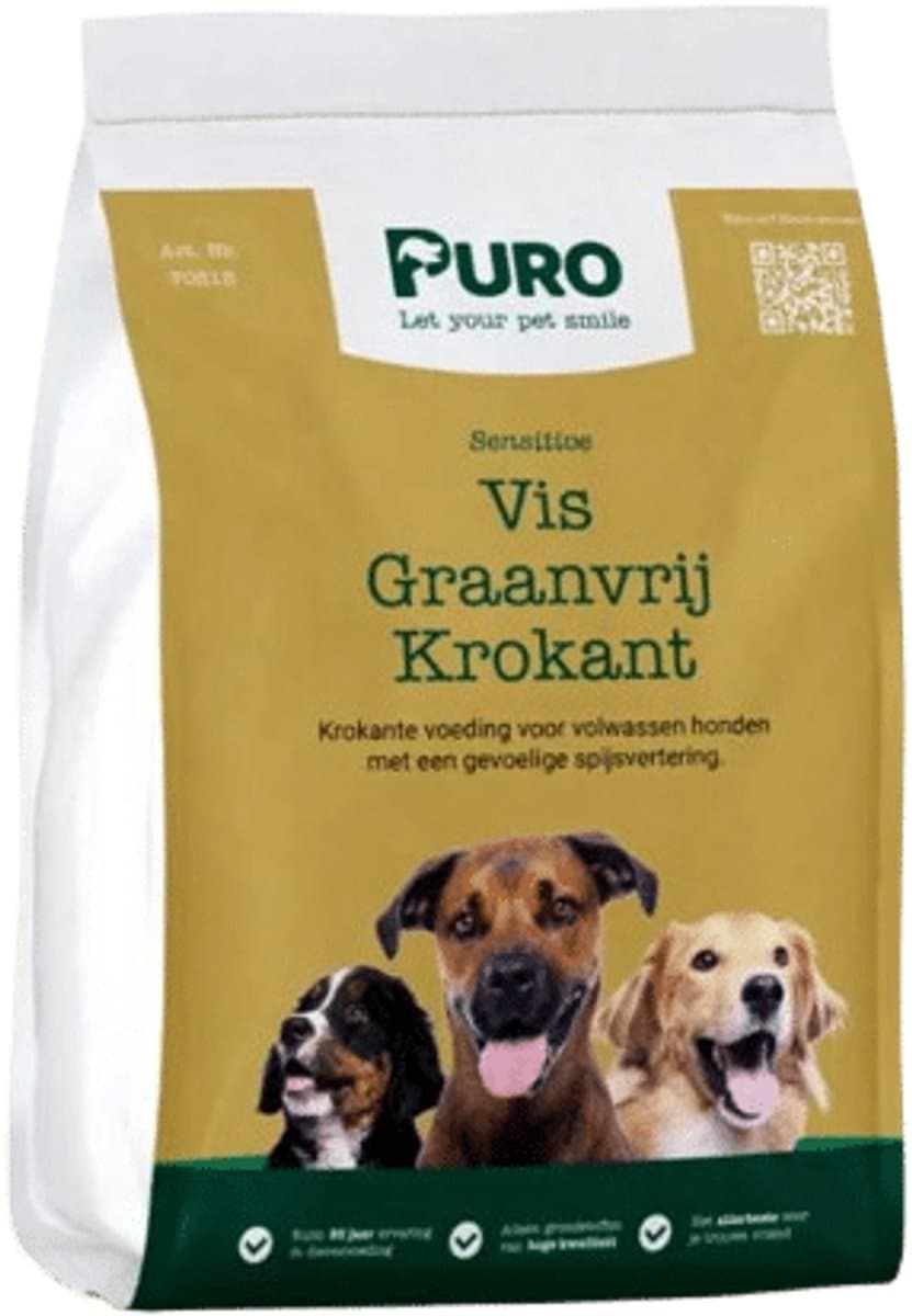 Puro Croc Sensitive - Vis Graanvrij - 15 KG - Krokante hondenbrokken