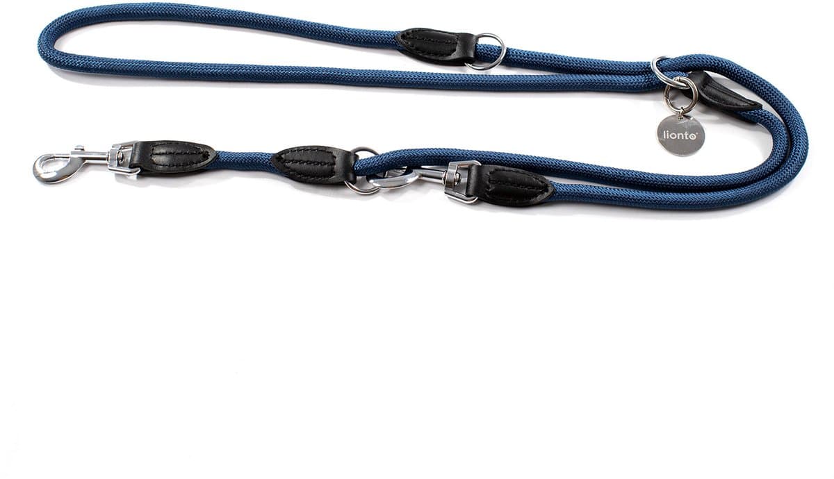 lionto verstelbare hondenriem 200 cm, weerbestendig nylon blauw