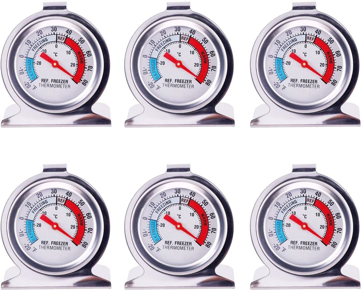 Refrigerator Thermometer Set van 6 - RVS Thermometers voor Temperatuur Monitoring in Koelkasten