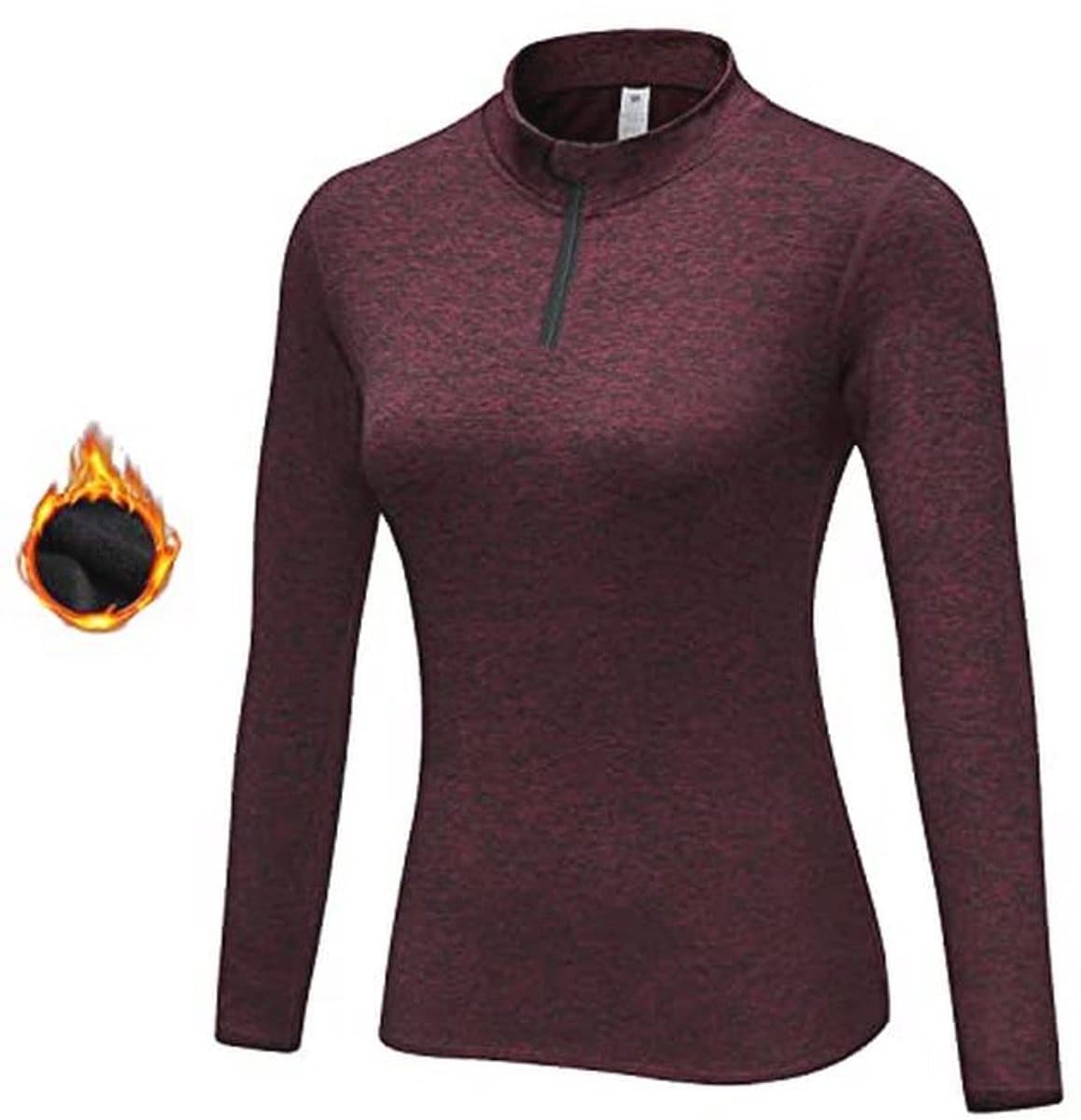 Functioneel Dames Fleece Shirt met Lange Mouwen en Opstaande Kraag - Warm en Ademend Sportshirt