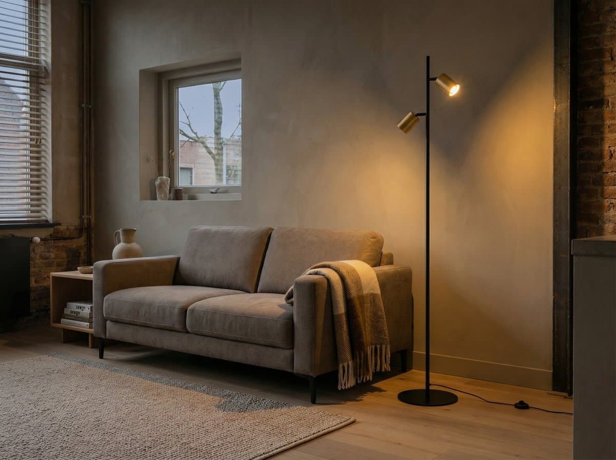 Vloerlamp zwart met 2 gouden spots - gu10 - 150cm