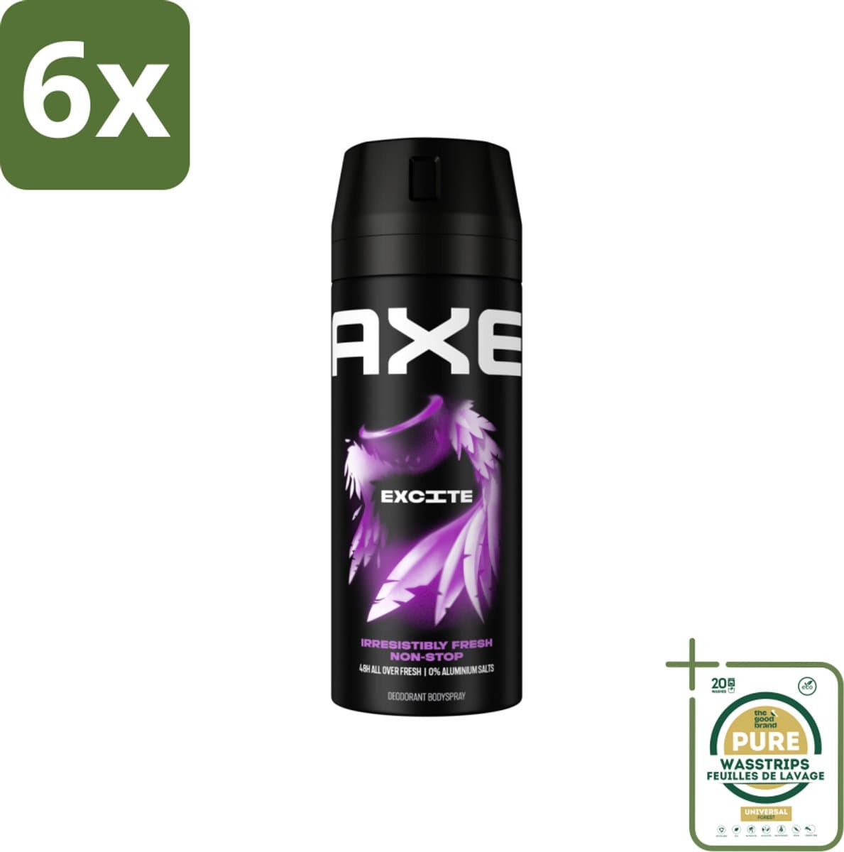 Axe Deodorant Bodyspray Excite 150 ml - Voordeelverpakking - 6 stuks - Axe Excite - Kokosnoot