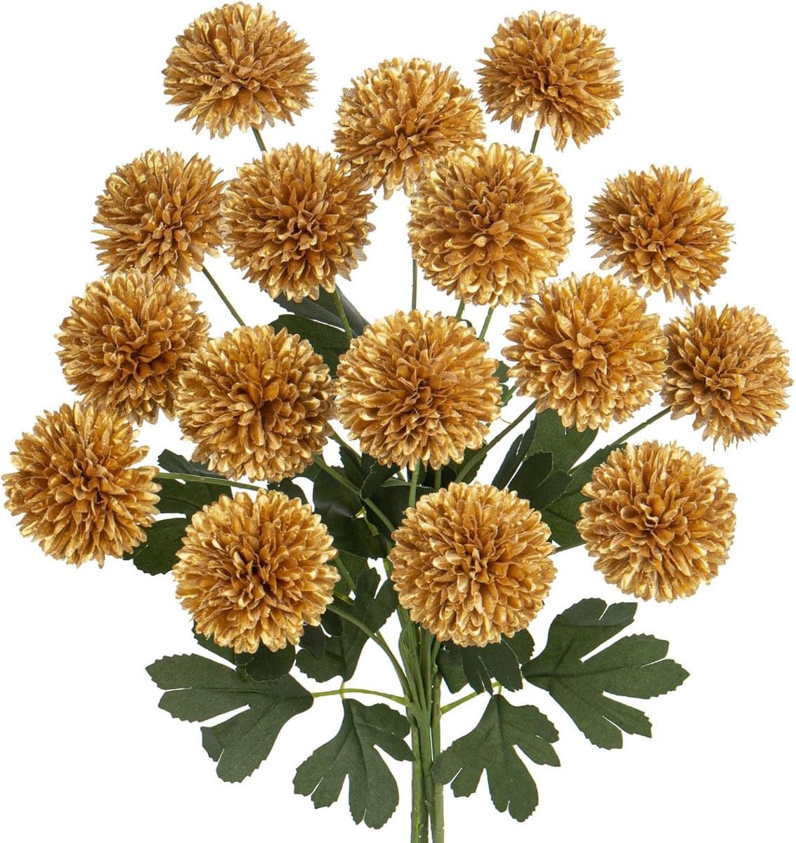 Set van 4 - 58 cm - Kunstmatige Bloemen - Zijde Chrysanten - Decoratie - Rustieke Bloemen - Bloemarrangement voor Thuis - Kantoor - Bruiloft - Tafelversiering - Goud
