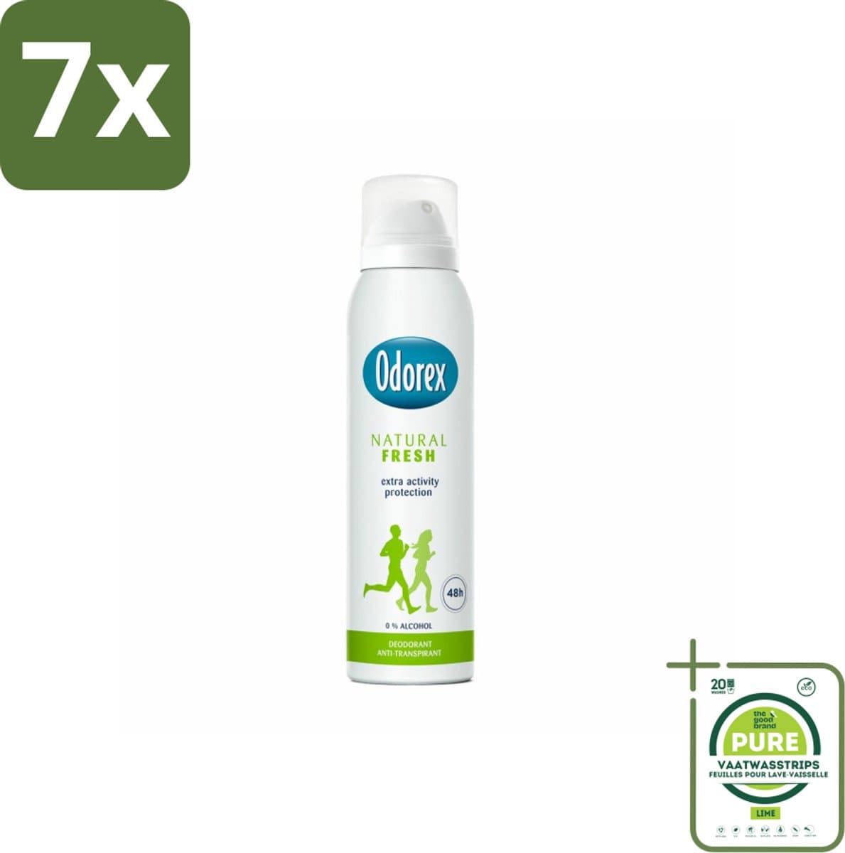 7 x Odorex Deodorant Spray Natural Fresh 150 ml - Grootverpakking - Natuurlijke Deodorant - Deodorant Spray - Antitranspirant - Deodorant Voor Gevoelige Huid - Alcoholvrije Deodorant