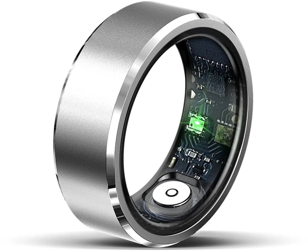 WizBay Premium Select® Aluminium Zilver Blush Smart Ring Dames Heren - Oplaad Case - Hypoallergeen - Hartslag & Slaap Monitor - IP68 Waterdicht - O2 Meting - Gesture Functie - Multiple Sport Modi - #8