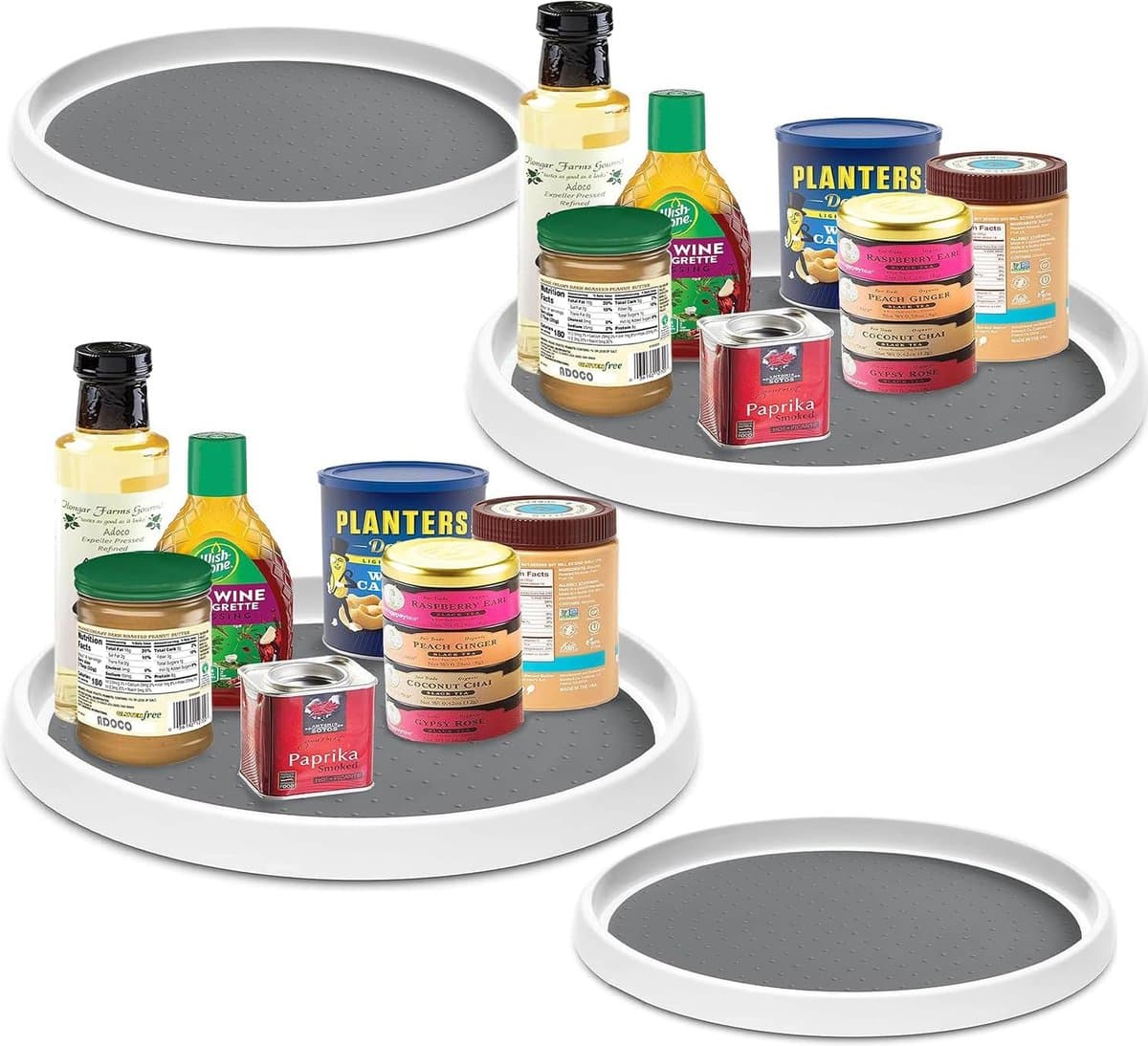 Draaiplateau, organizer, antislip, kruidenrek, organizer voor kast, eetkamer, keuken, koelkast, make-uptafel, werkblad, onder de gootsteen, 4 stuks