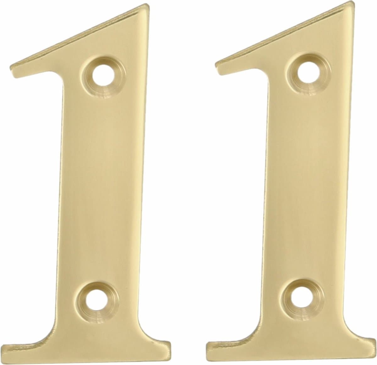 AMIG Huisnummer 11 - massief messing - 10cm - incl. bijpassende schroeven - gepolijst - goudkleur