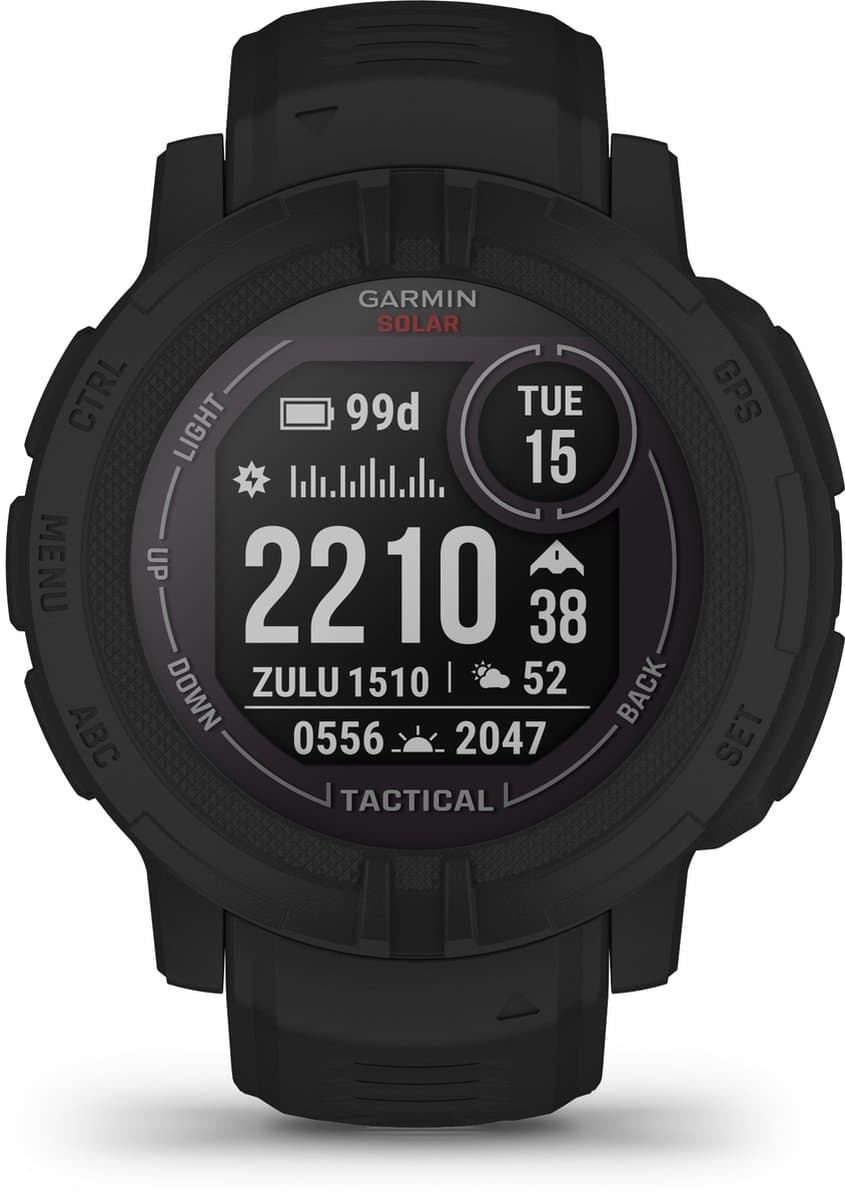 Garmin Instinct 2 Solar - Sporthorloge met GPS - Smartwatch voor heren - Zon Oplaadbaar - 45mm - Tactical Edition Zwart