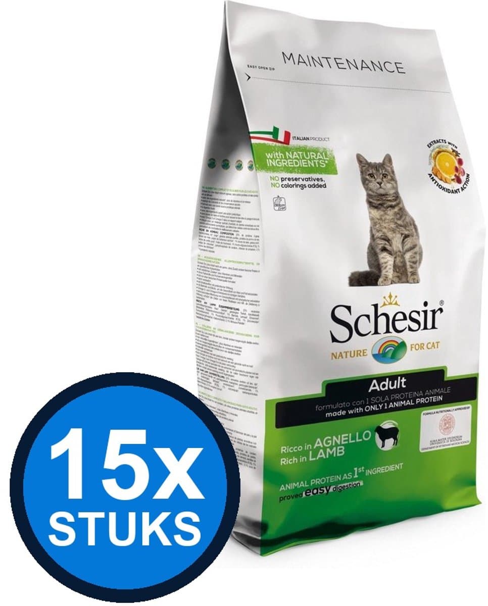 15x Schesir - Kattenvoer - Droogvoer - Gesteriliseerd Kip - 400g