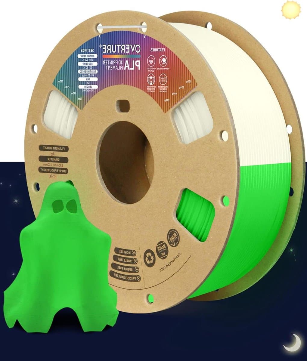 PLA Filament - 3D Printer Materiaal - 3D Printen - Glow in the Dark - 1 kg - Groen
