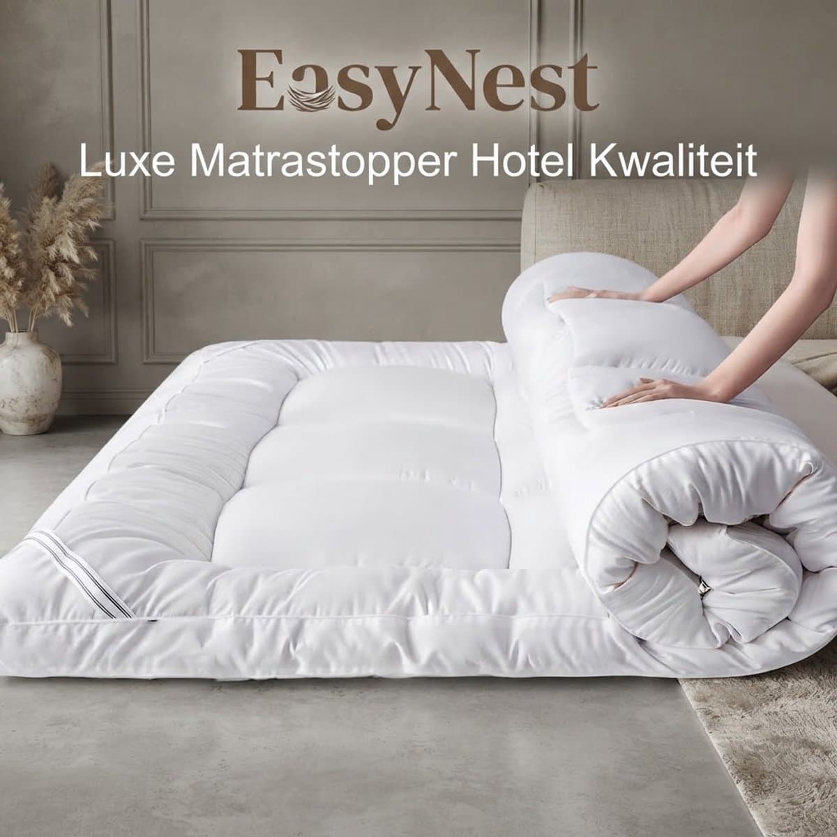 Luxe Matras Topper 10CM Dik – Extra Zachte Gequilte Matrasbeschermer met Elastische Band en – Ademend Slaapcomfort voor 1- en 2-Persoons Bedden Hotelkwaliteit 800Gsm Gevulde Dunne Matras