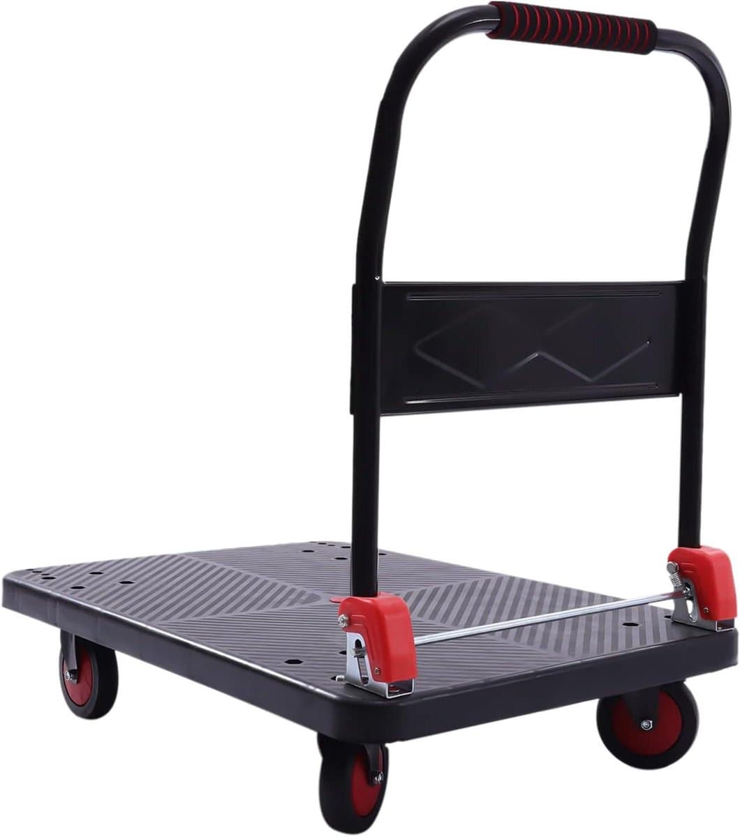 Transport trolley - Platformwagen Pakketkar - Zware objecten verplaatsen - Opvouwbaar met één hand - 400 kg draagvermogen - Zwart