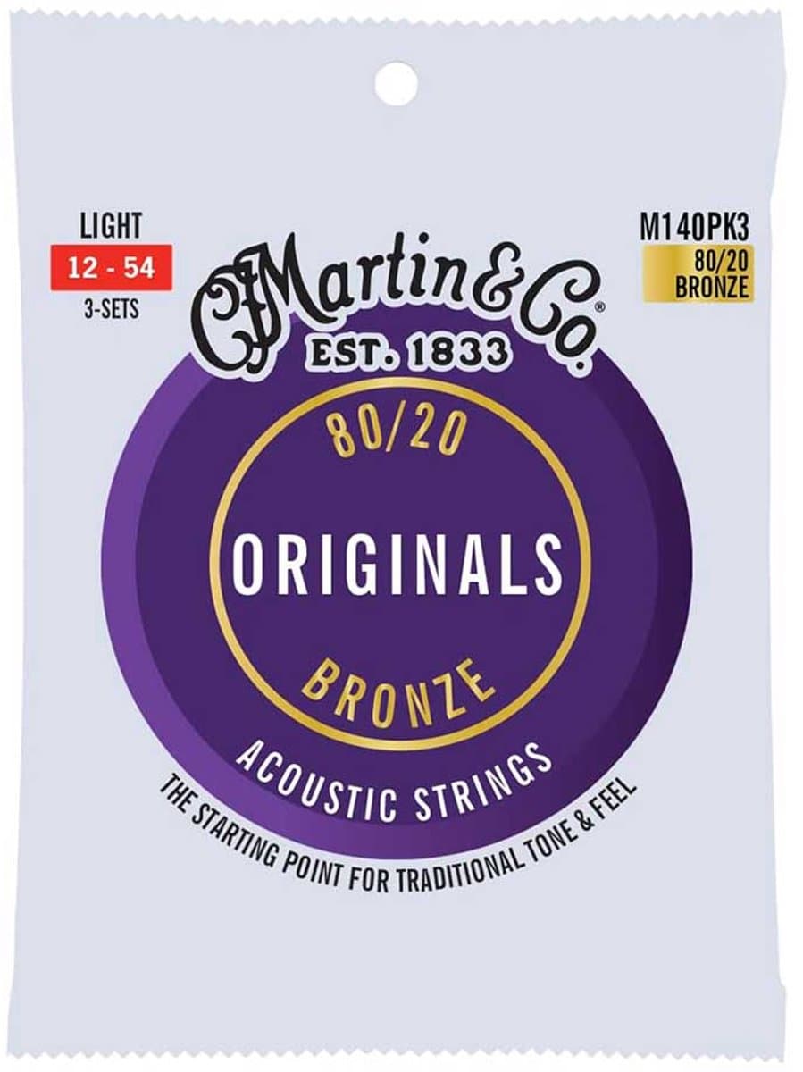 Martin Strings M140PK3 Originals 80/20 Bronze 12-54 3-pack snaren voor westerngitaar (3 sets)