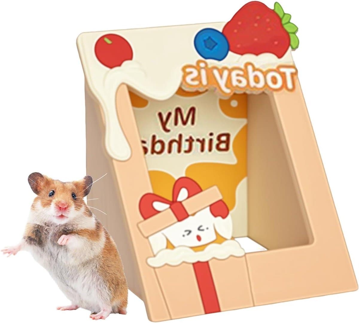 Huisdier Schuilplaats - Houten Dierenhuis - Dieren Entertainment - Fotolijst Ontwerp - 17 cm - Houtkleur