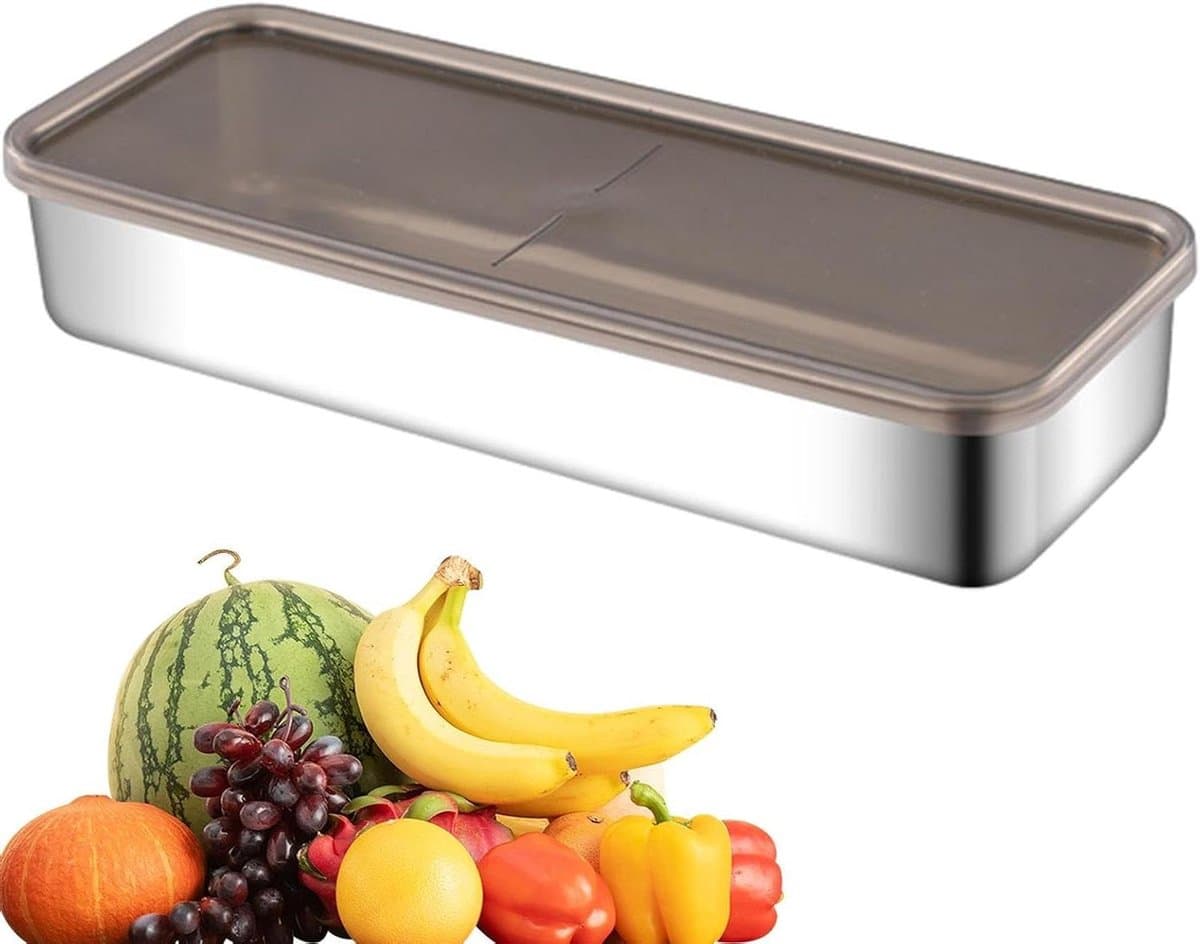 Vleesschaal Koelkast - Voedselcontainer Rechthoekig - Voedsel Vers Houden - Verhoogde Gestreepte Achtergrond - 265 x 10 x 46 cm
