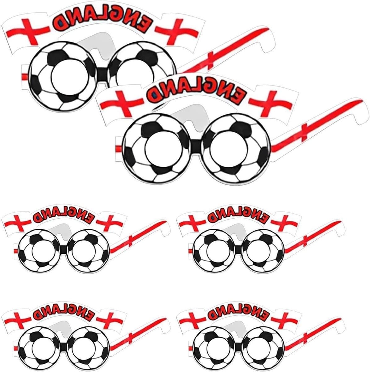 Voetbal Papieren Brillen - Feestbrillen Fotorekwisieten - Feestelijke Foto's Maken - Grappig Voetbal Design - 6 Stuks - Multicolor