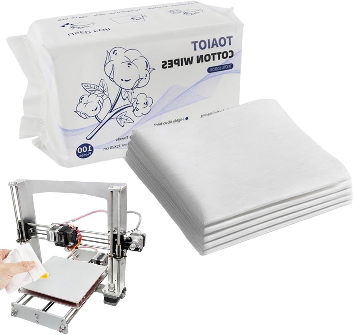 Printerdoekjes Harsverwijderaar - Reinigingsdoekjes 3D-printer - 3D Modellen Reinigen - Zacht en Absorberend - 8 inch - Wit