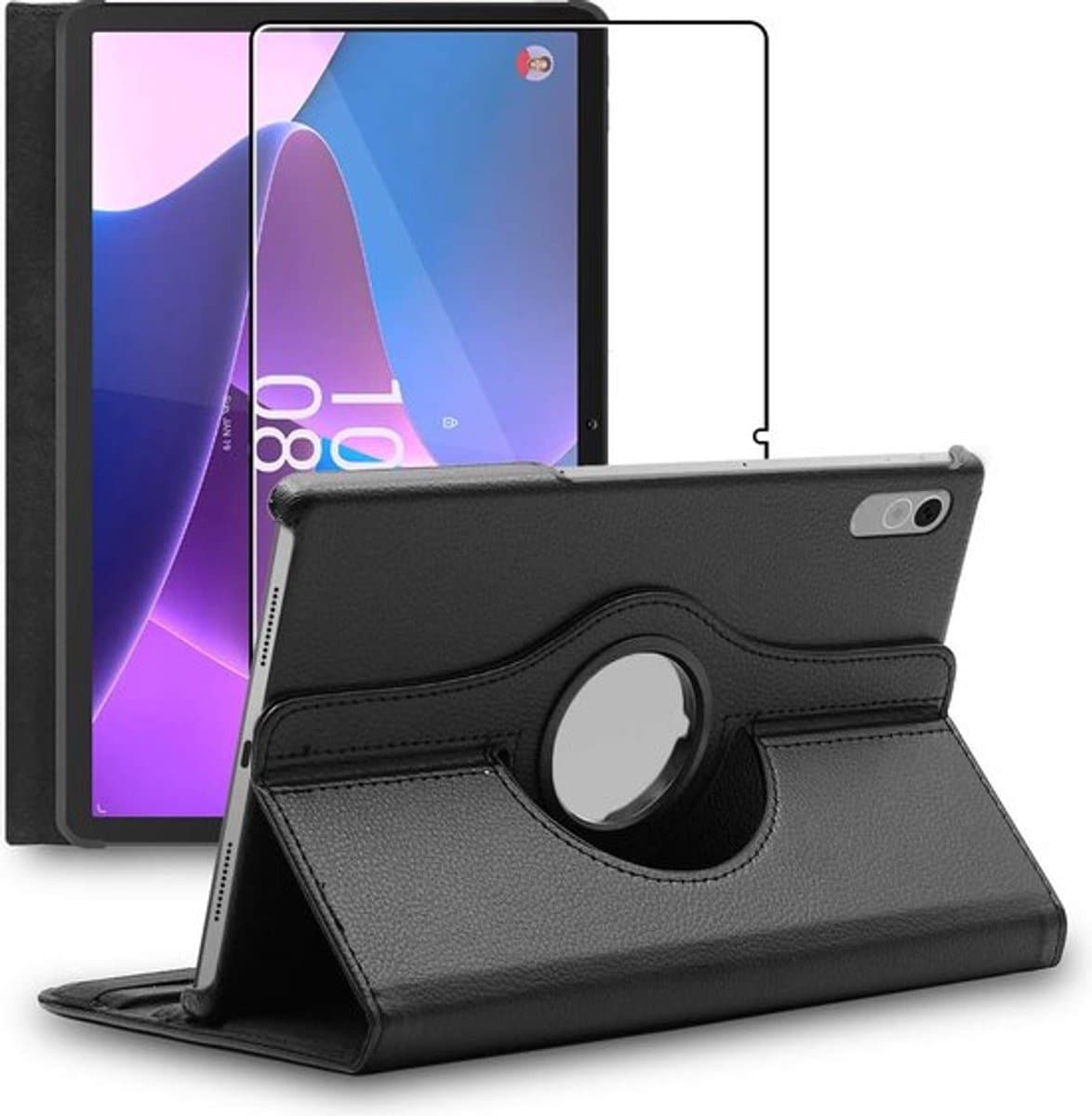 ebestStar - Hoes geschikt voor Lenovo Tab P11 Pro Gen2, Roterende Etui, Case, 360° Draaibaar hoesje, Zwart + Gehard Glas