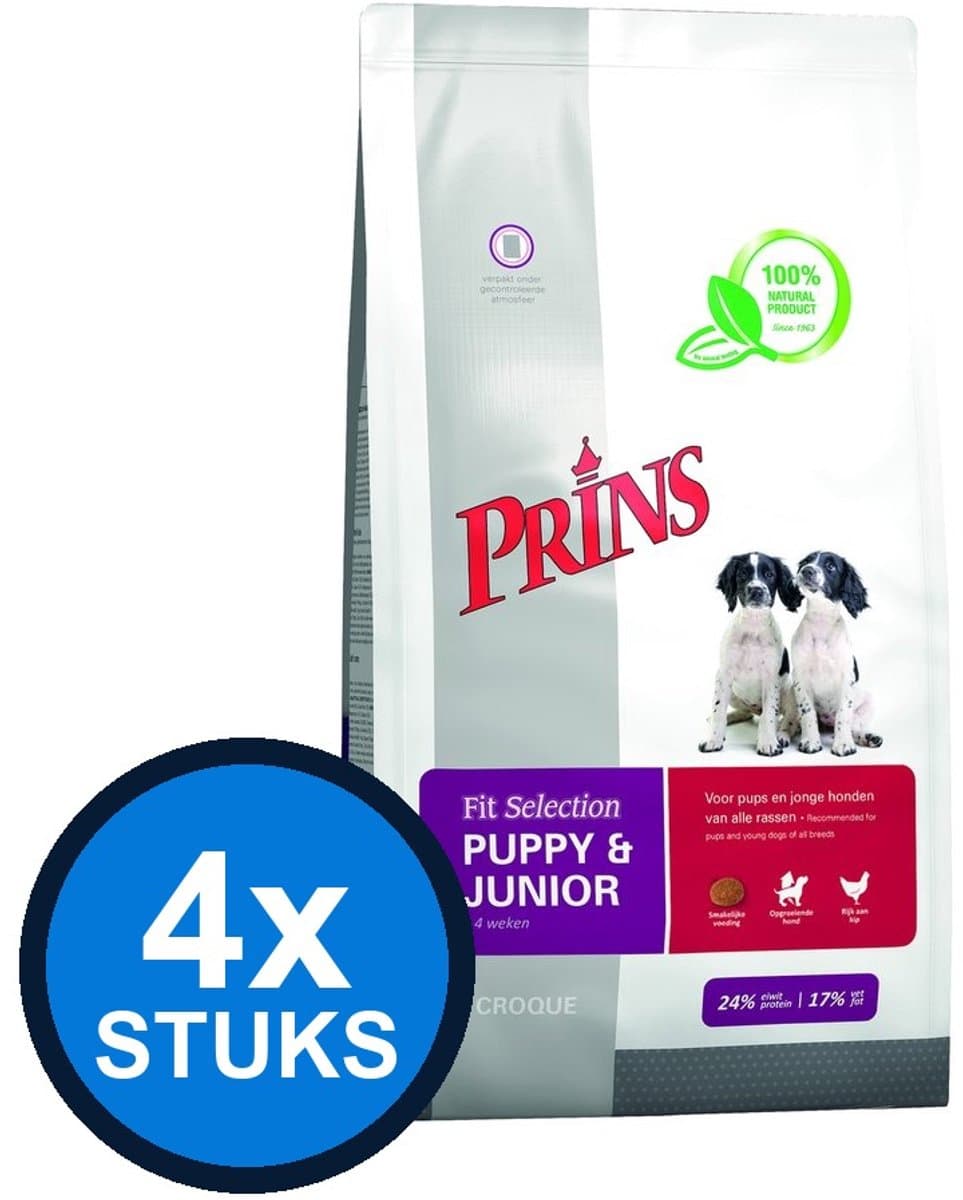 4x Prins - Fit Selection puppy&junior 2kg - Hondenvoer - 2 kg