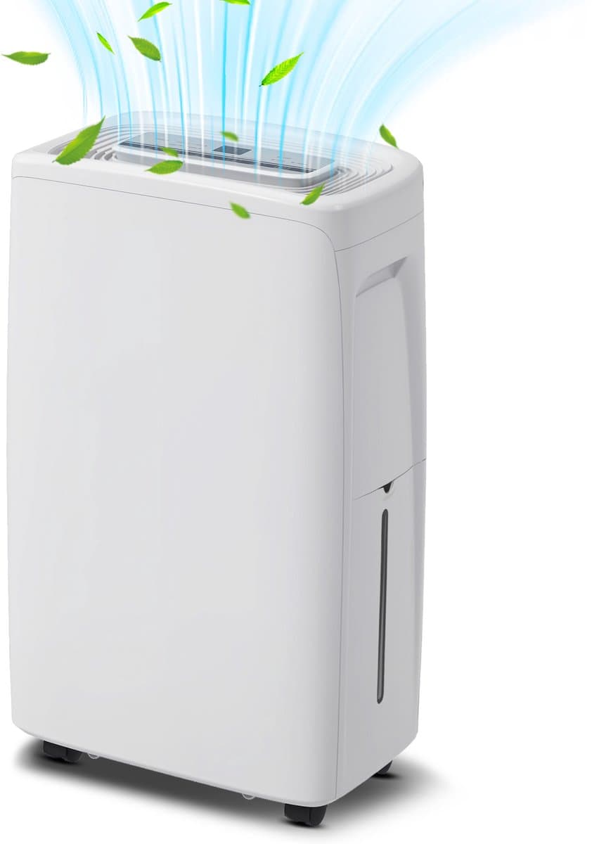 TEKROA® Elektrische Luchtontvochtiger 12L/dag - Stil - 4 Modi & 2 Snelheden - Vochtvanger met Timer - 29x18x49 cm - Wit