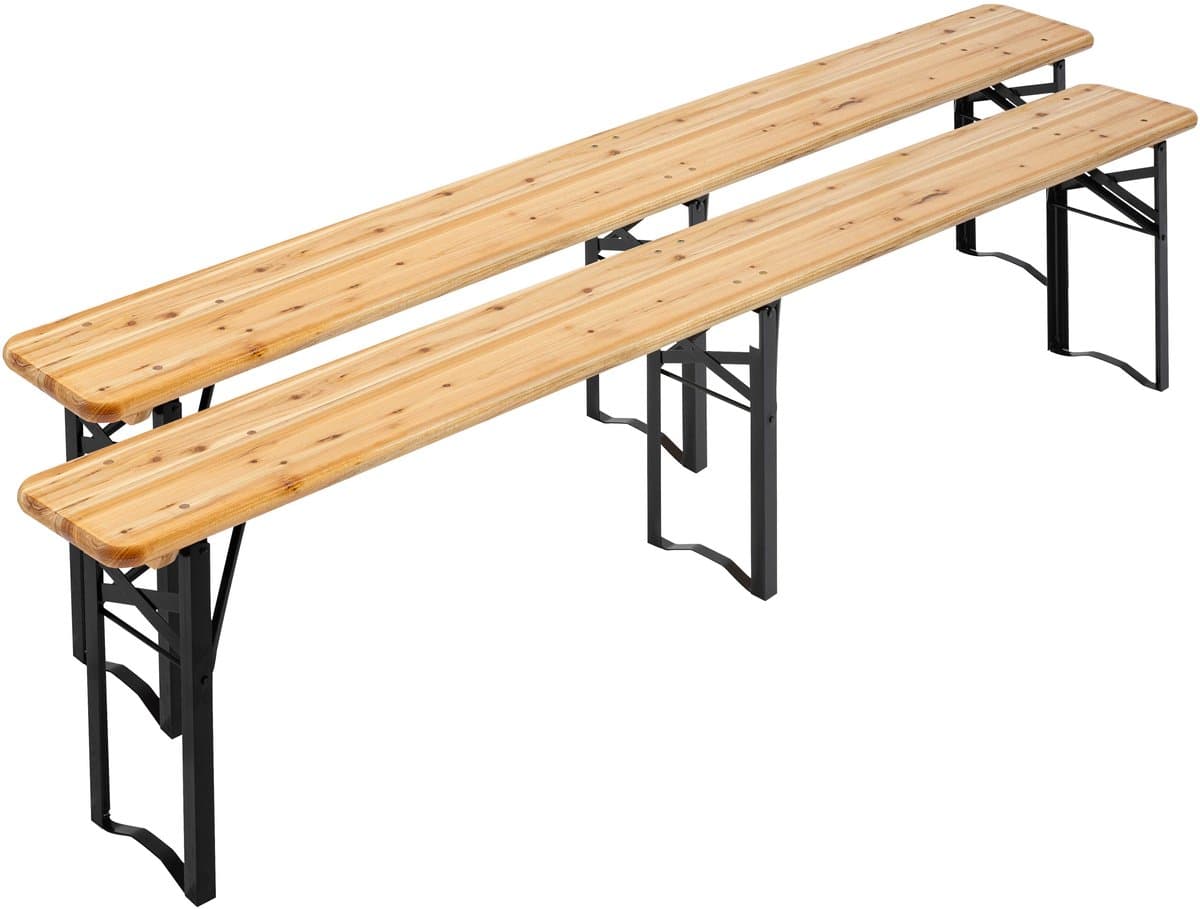 Oviala - Set van 2 inklapbare houten banken van 180 cm - Munich