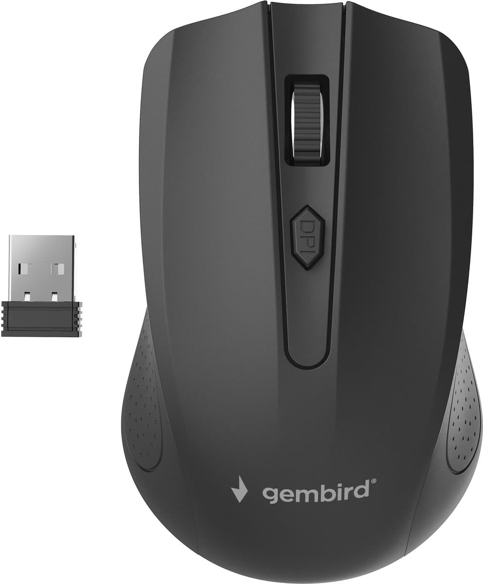 Gembird Draadloze Optische Muis met 4 Knoppen en USB Nano-Ontvanger, Zwart - Verstelbare DPI 800/1200/1600, Ergonomisch, Draagbaar, Lange Batterijduur - Precisie voor Gaming, Kantoor en Thuisgebruik