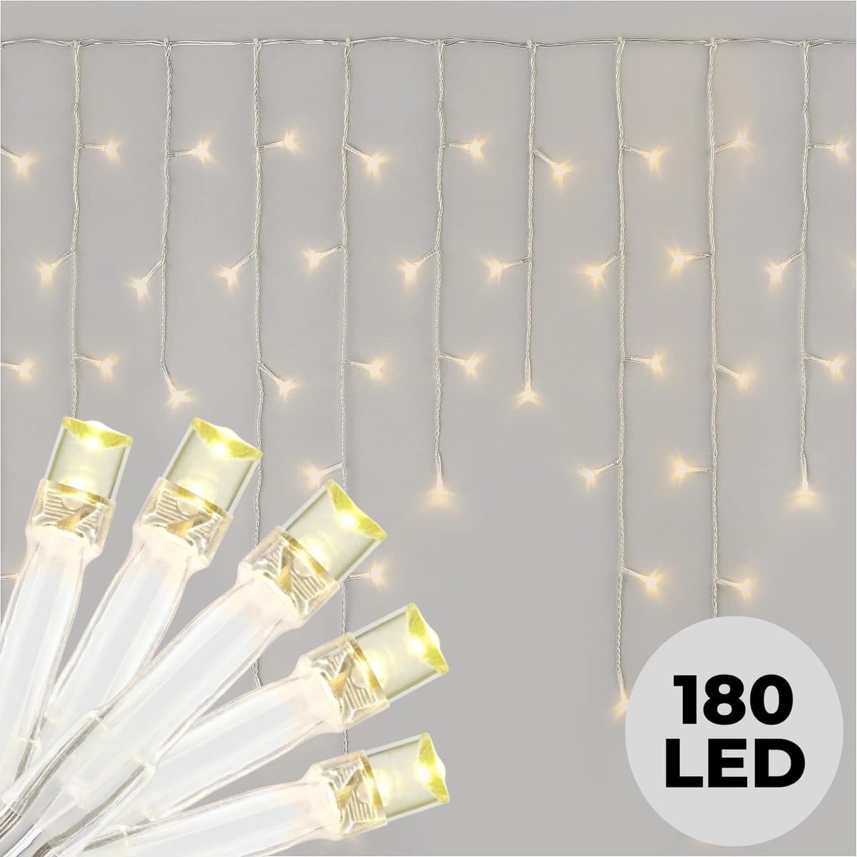 Lomera Ijspegel Verlichting - Ijspegelverlichting - Kerstverlichting - Warm Wit - 180 LED - Lichtfuncties - Automatische Timer - Transparant Snoer - Binnen en Buiten - Ip44 - 6 Meter Breedte - Lichtgordijn - 8 Lichtstanden