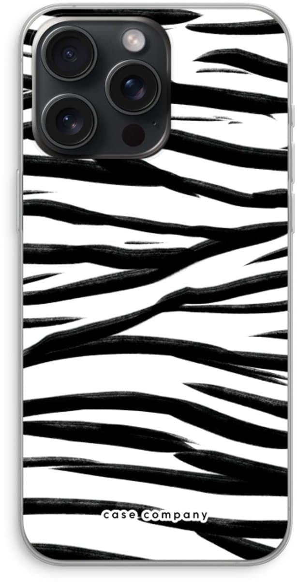 Case Company® - Hoesje geschikt voor iPhone 15 Pro Max hoesje - Zebra pattern - Soft Cover Telefoonhoesje - Bescherming aan alle Kanten en Schermrand