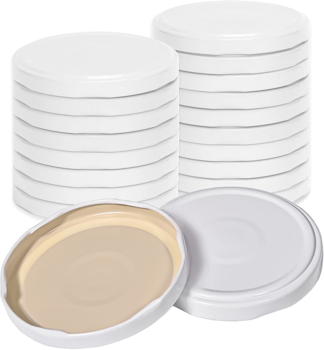 Oputec 20x twist-off draaideksel TO 82 (82 mm) – wit inmaakdeksel – reserve voor jampotten & weckpotten