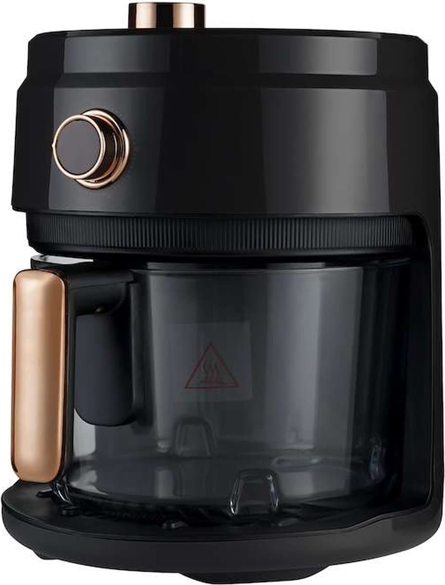 Hyundai Electronics - Airfryer met glazen pot - 3.5 Liter - Zwart Rose Goud