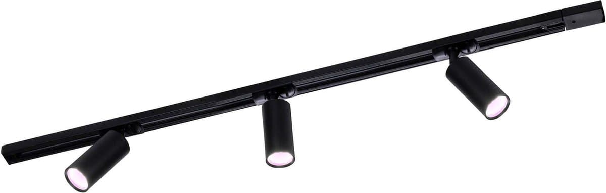 Ledvion - Smart LED Railverlichting 1M + 3 Railspots (4.9W - RGB - Zwart - Dimbaar) - 1-Fase