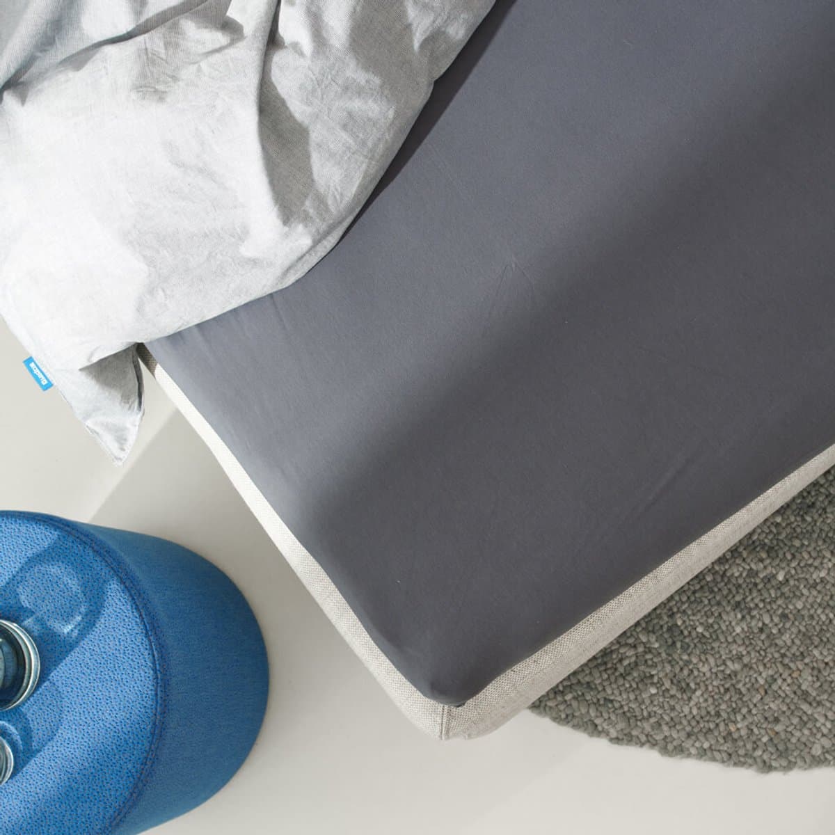 Auping Jersey 190 hoeslaken voor topper - 120 x 200/210/220 cm - Cool Grey - Biologisch katoen