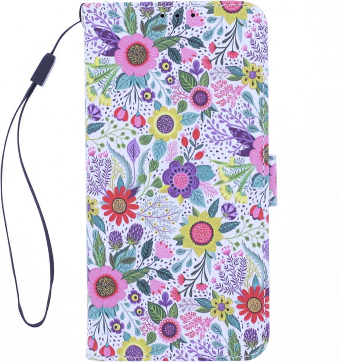 LuxeBass Boekhoesje met print geschikt voor Oppo Find X2 Pro - Flowers gsm hoesje - telefoonhoes - telefoonhoesjes