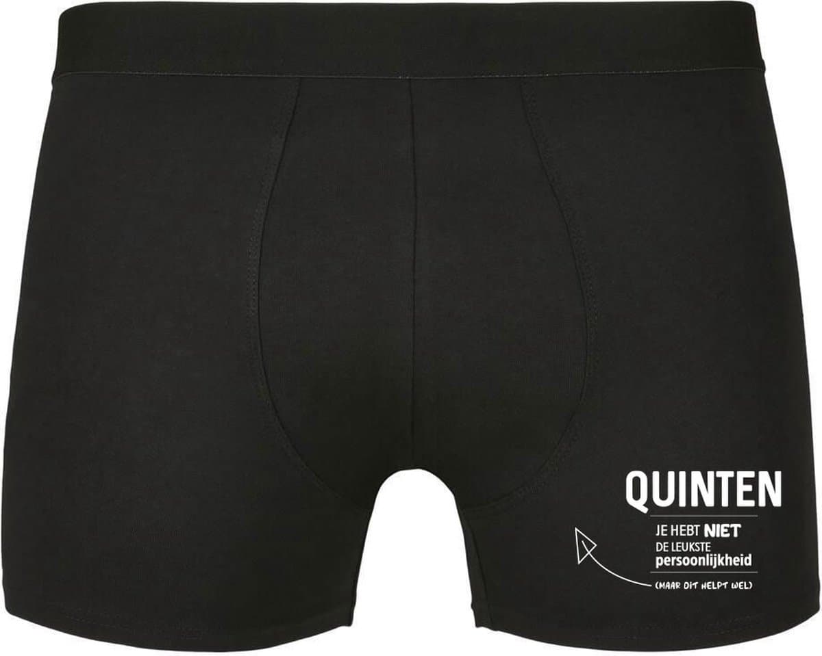 Quinten, je hebt niet de leukste persoonlijkheid, maar dit helpt wel Heren Boxershort - relatie - vriend - onderbroek - grappig