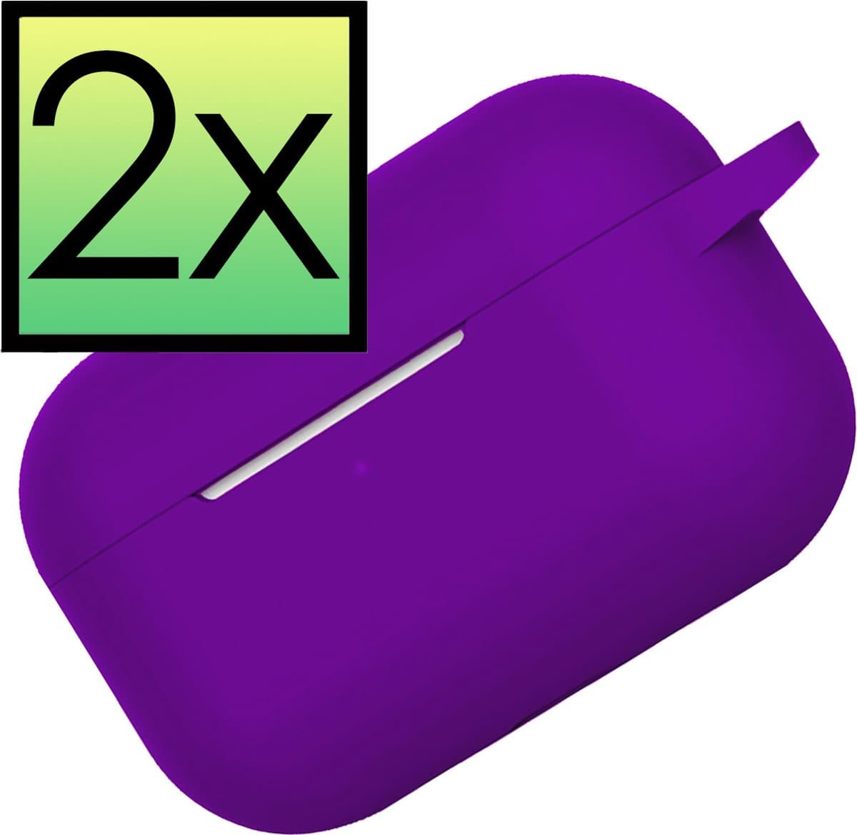 Hoes - 2 Stuks - Geschikt voor Apple Airpods Pro - Siliconen Hoesje met Clip - Silicone Case Cover - Paars