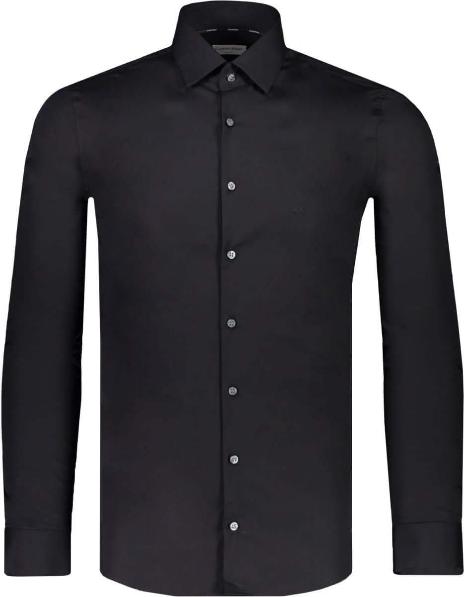 Calvin Klein Poplin stretch slim overhemd zwart 39 heren