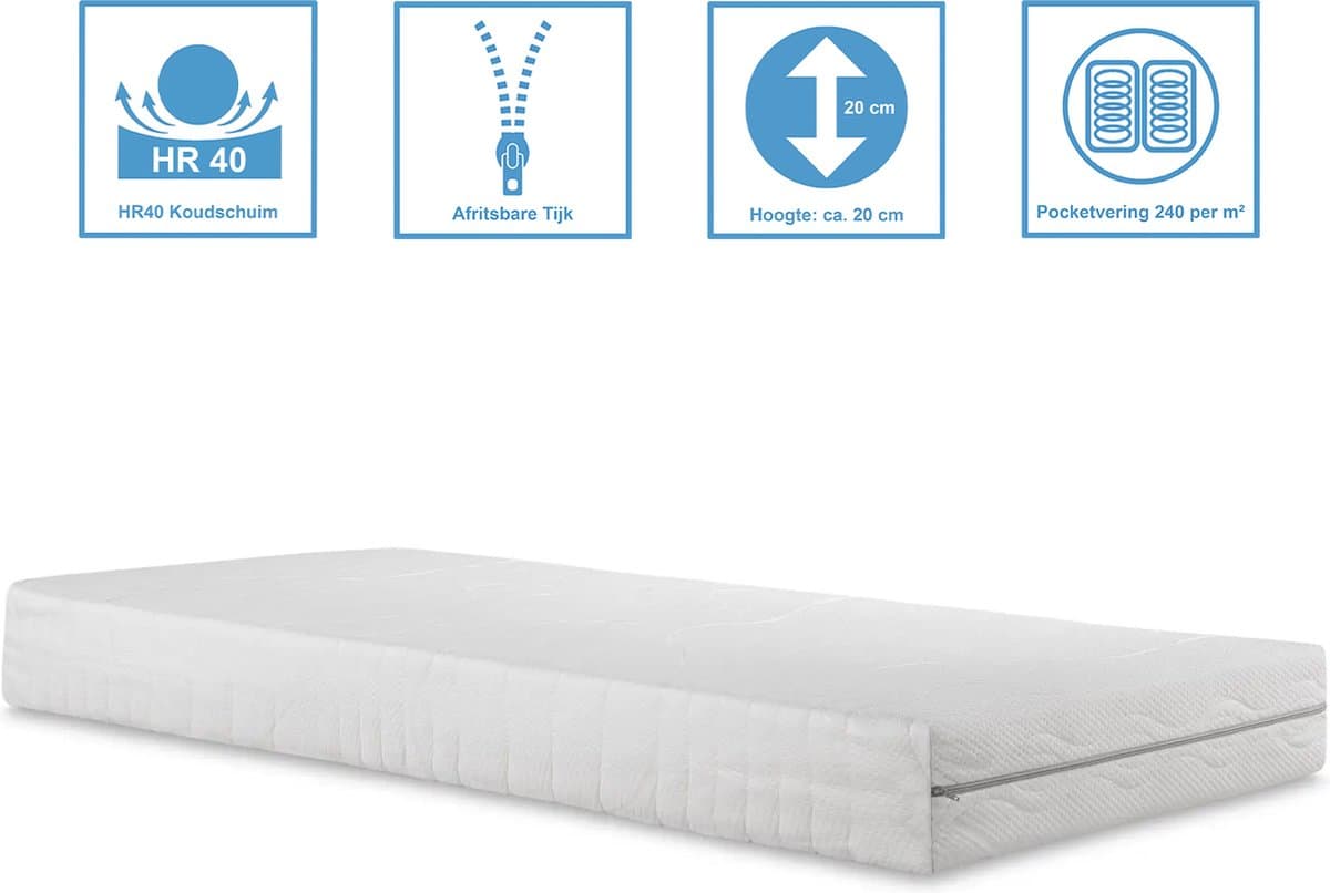 Anno 1588 Matras Comforta Supreme - Pocketvering - HR40 Koudschuim - Medium - 20cm - 140x220 cm