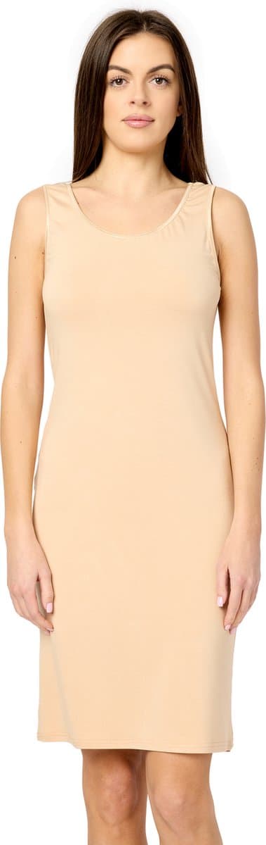 Merry Style MS-MS10-446-UW Dames Onderjurk - Nachthemd - kort - ronde hals - brede bandjes - Viscose - Zand - XL