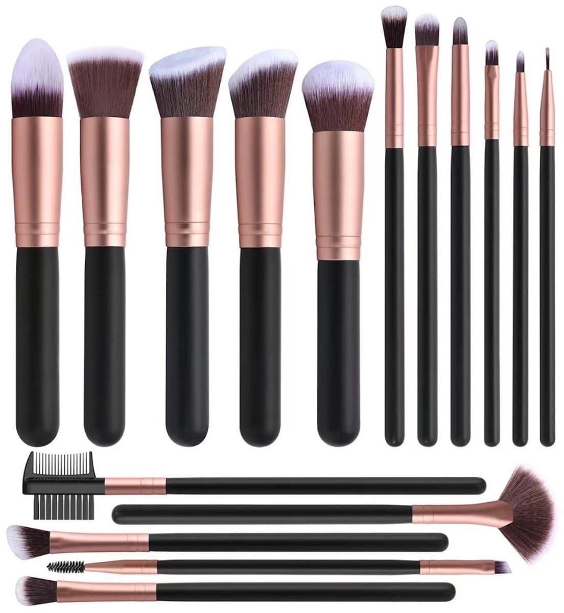 YOZHIQU 16 stuks Penselsets - Professionele Make-up Penselen en Schminkpinsel Set - Duurzaam, Volledig Uitgerust, Zachte Haren - Geschikt voor Gezicht en Ogen - Incl. Grote en Kleine Kwasten