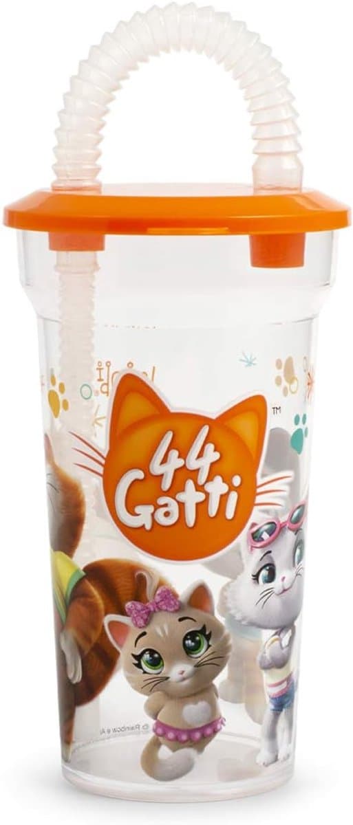 Kattendrinkbekers met rietje - Bekers met kattenprint - Warme koude dranken - Herbruikbaar kunststof - 44 Ounces - Transparant
