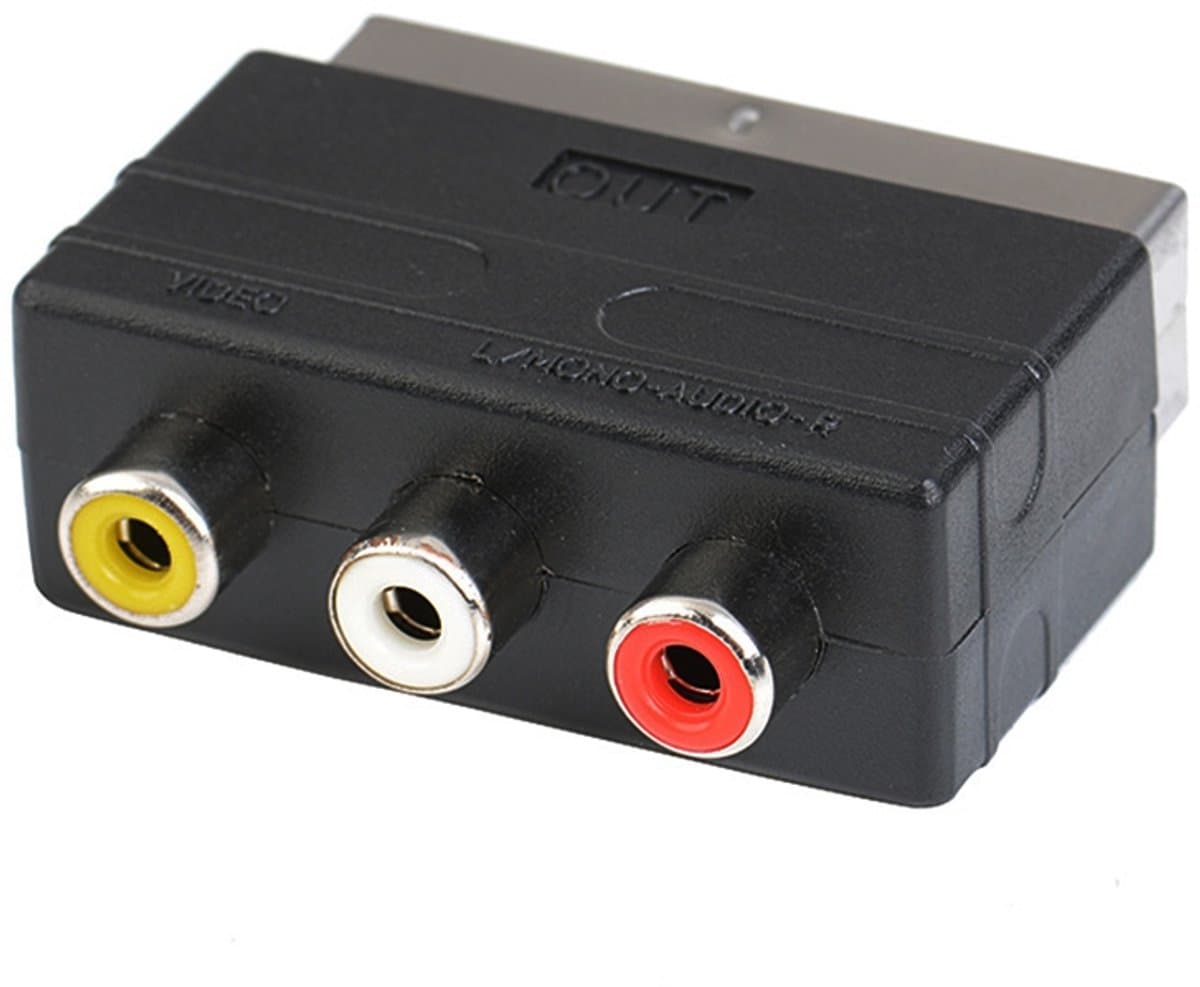 RCA naar SCART Adapter - Composiet Video en Stereo Audio - voor Gaming Console, DVD Speler en Camera - zwart