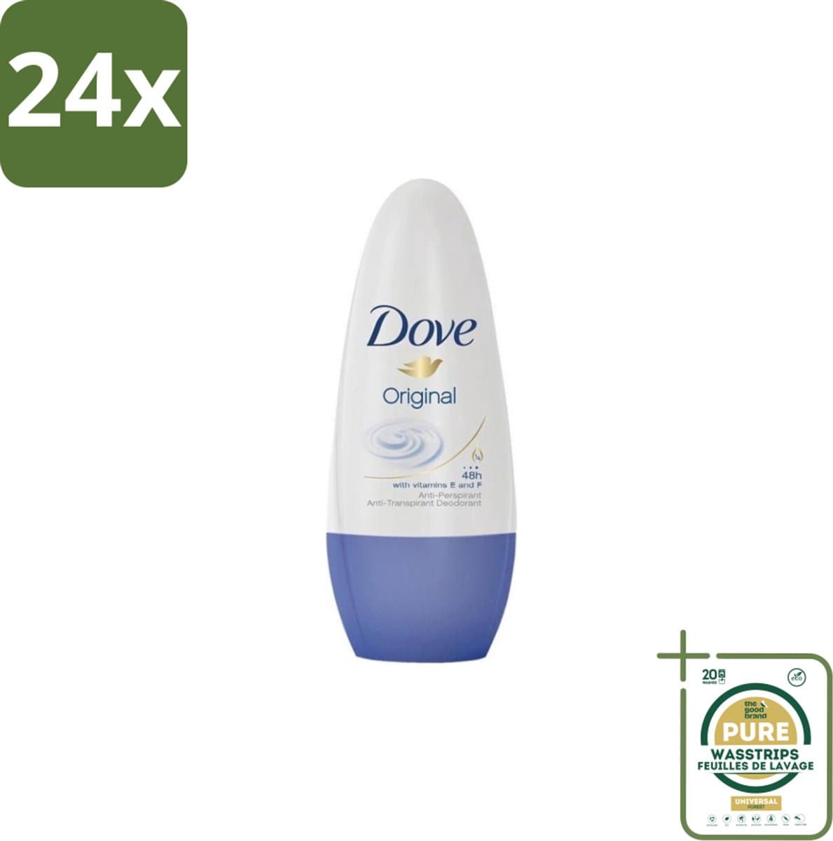 Dove – Deodorant Roller – Original – 50 ml - Voordeelverpakking - 24 stuks - Huid verzorging - Transpiratiegeur