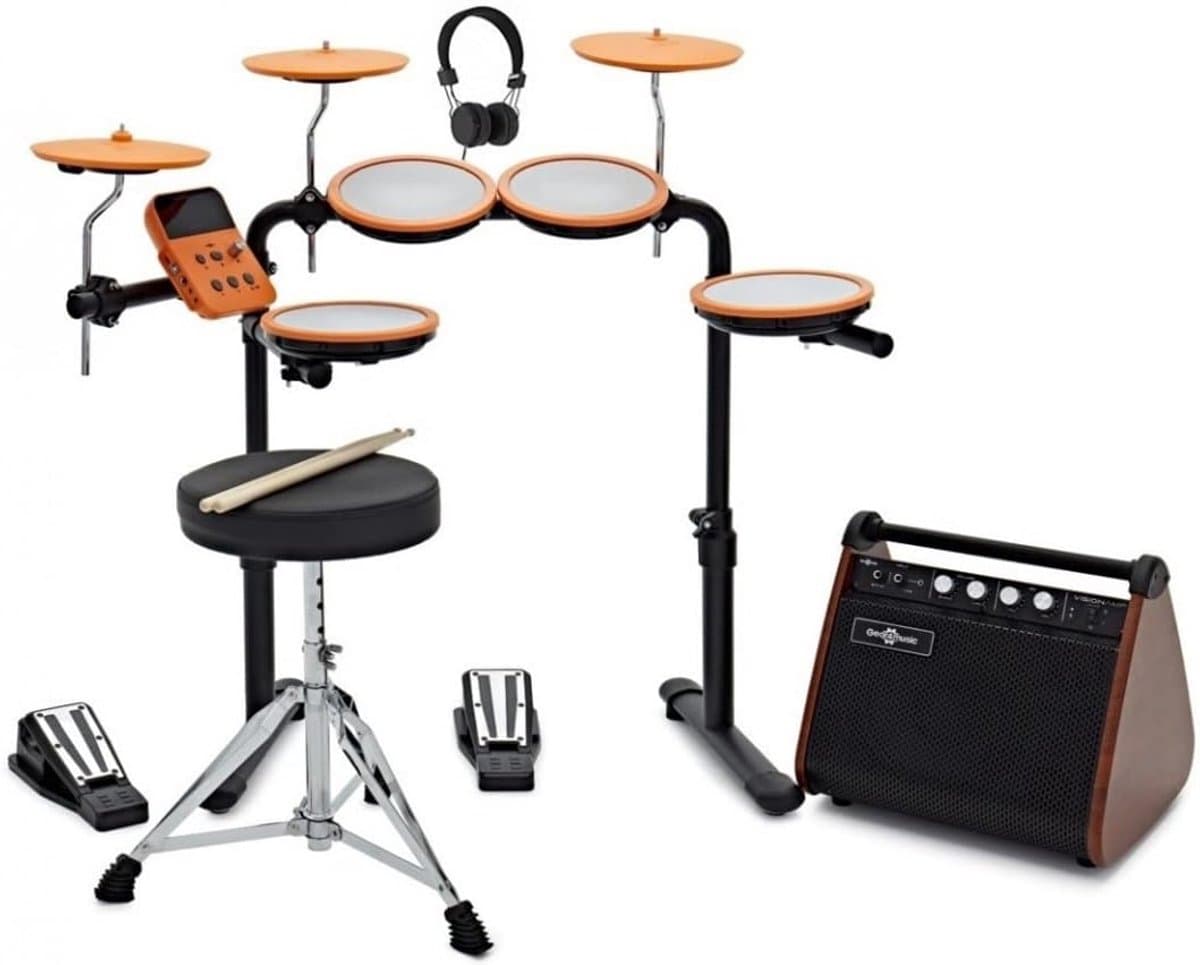 Elektronisch Drumstel - Digitale Percussie - Muziek Maken - Mesh Drumvellen - Verstelbaar - Oranje